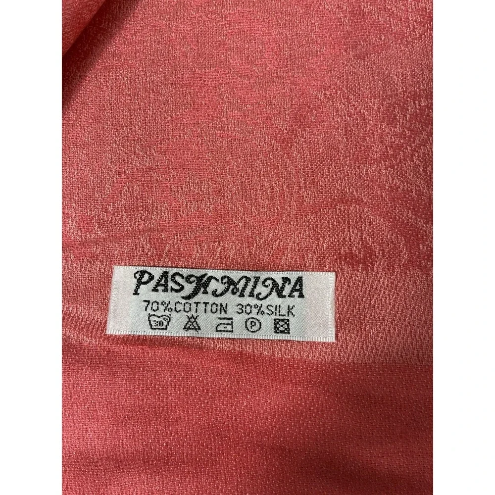 pashmina scarf wrap shawl Coral Fringe Cotton/silk Blend